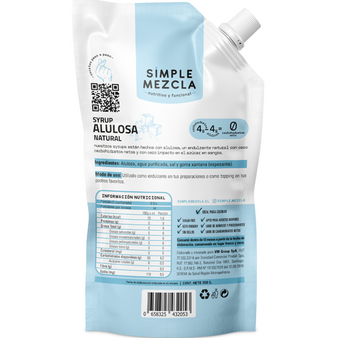 Syrup Zero Carb Natural con Alulosa Low Carb Keto 350g