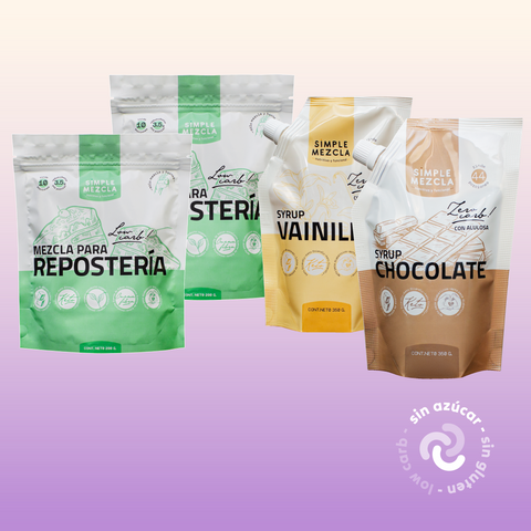 Pack Desayunos Low Carb | Panqueques, Waffles y Syrups (Vainilla y Chocolate) Sin Azúcar Keto